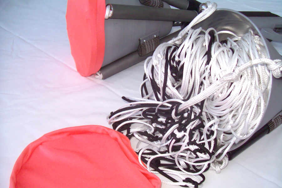 Ace Capture canister-switch net gun showing net in packed canister