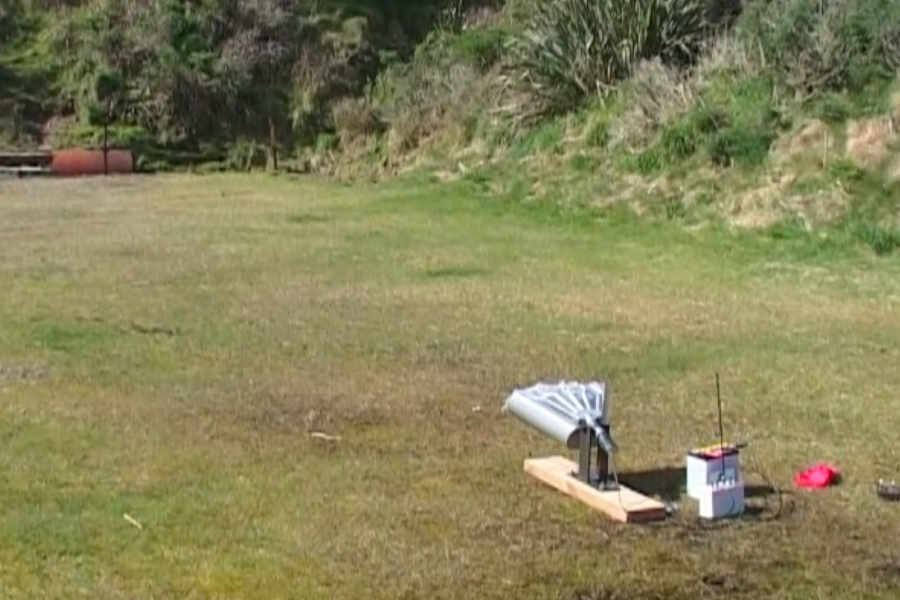 Ace Capture mounted horizontal-launching pigeon net gun ready to fire